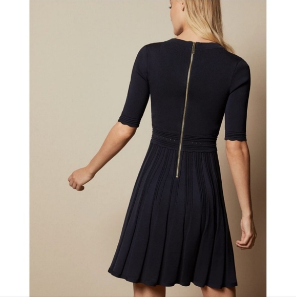 Ted Baker Dorlean Scallop Trim Knit Skater Dress Size 0 NWOT - Picture 3 of 17